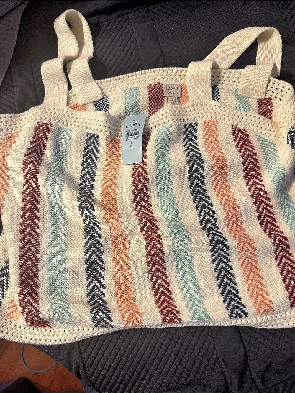 LOFT Multicolor Striped Tote NWT